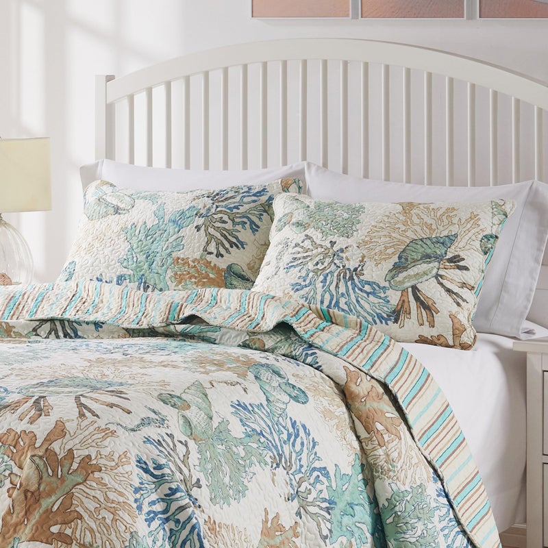 Greenland Home Fashions Barefoot Bungalow Atlantis Pillow Sham, King, Jade,GL-1810AKS - Image 3